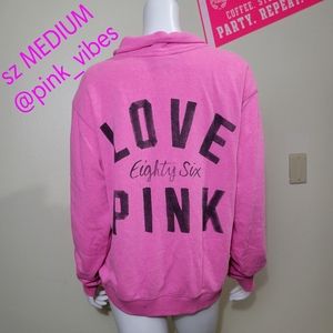 VS PINK M Pink Half Zip Campus Logo Pullover